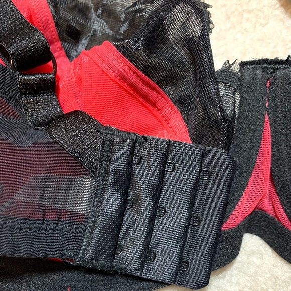 Parfait Red Black Lace Trim Bra Women Underwire Bra 32H - Picture 5 of 10